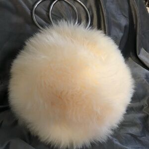 Fluff Cream Handbag with Silver Handles